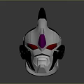 Sleek Robotic Style Weapon Helmet With White Black Purple Sharp Horn Red Eyes