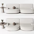 Modern Double Sofa Multi-Person Sofa Casual Sofa Pillow Side Table Coffee Table Low Table Ornaments White Sofa Sofa 3d model