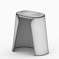 Modern Wooden Stool With Blue Cushioned Seat And Natural Wood Grain Design