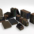 Vintage Hardcover Books With Various Classic Covers And Stacked Arrangements