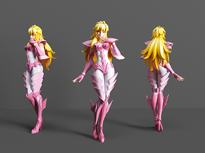 Modern game character female warrior 3d model