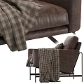 Stylish Single Sofa Designs In Brown Black Orange With Plaid Pillows Blankets And Metal Frames