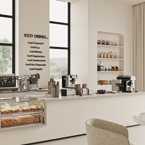 Modern Cream Cafe 3d model