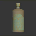 Elegant Artisanal Beverage in Golden Bottle with Green Decorative Leaf Design