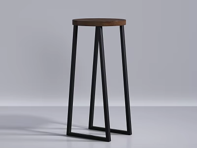 Stylish Modern Bar Stool With Wooden Seat And Black Metal Legs Design 3d model