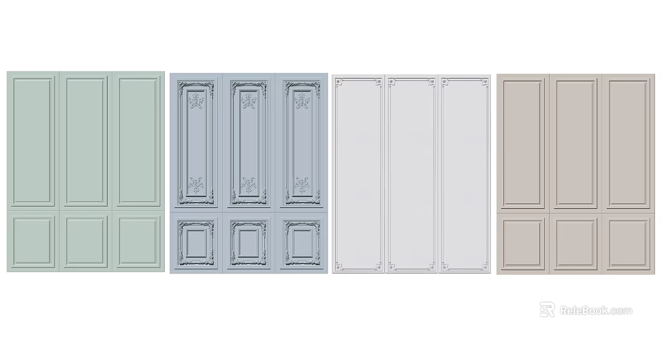 Various Colored Wall Panels With Classic And Modern Designs For Home Interior 3d model 