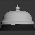 Shiny Chrome Service Bell With Polished Surface And Reflective Base On Dark Background