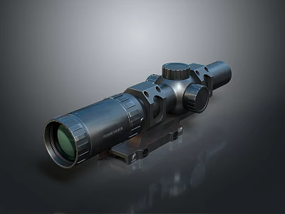 Black Household Rifle Scope With Green Lens And Durable Metal Texture For Outdoor Use 3d model