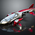 Futuristic Red And Silver Spaceship With Streamlined Metallic Design And Thrusters 3d model