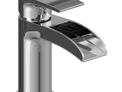 Modern Chrome Bathroom Faucet With Single Handle Sleek Design And Curved Spout 3d model
