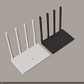 Office Electrical Appliances Two White And Black Routers With Multiple Antennas 3d model
