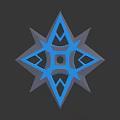 Blue Star Shaped Weapon With Geometric Patterns And Metallic Reflective Surface 3d model