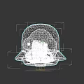 Game Movie Character White Dome Helmet With Red Gray Accents And Emblem Design