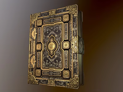 Ornate Decorative Box With Golden Decorations Intricate Patterns And Central Circular Motif 3d model