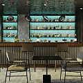 Elegant Bar Interior Design Featuring Bar Counter Shelves Bottles And Modern Lighting