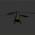 Orange And Green Twin Rotor Helicopter With Black Blades And Light Details
