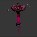 Pink Crystal Hammer Weapon With Black Handle And Glowing Pink Shards