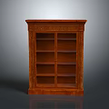 Classic Wooden Bookshelf With Carved Details Double Doors And Multiple Shelves