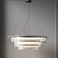Modern Sleek Hanging Transparent Multi Layered Circular Chandelier With Illuminated Design