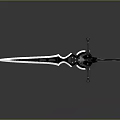 Intricate Design Black Silver Sword With Sharp Blade On Reflective Gray Background 3d model