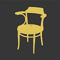 Brown Wooden Leisure Chair with Curved Frame and Comfortable Upholstered Seat