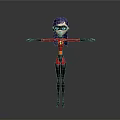 Cartoon Superhero Character With Red Black Suit Blue Hair And Outstretched Arms