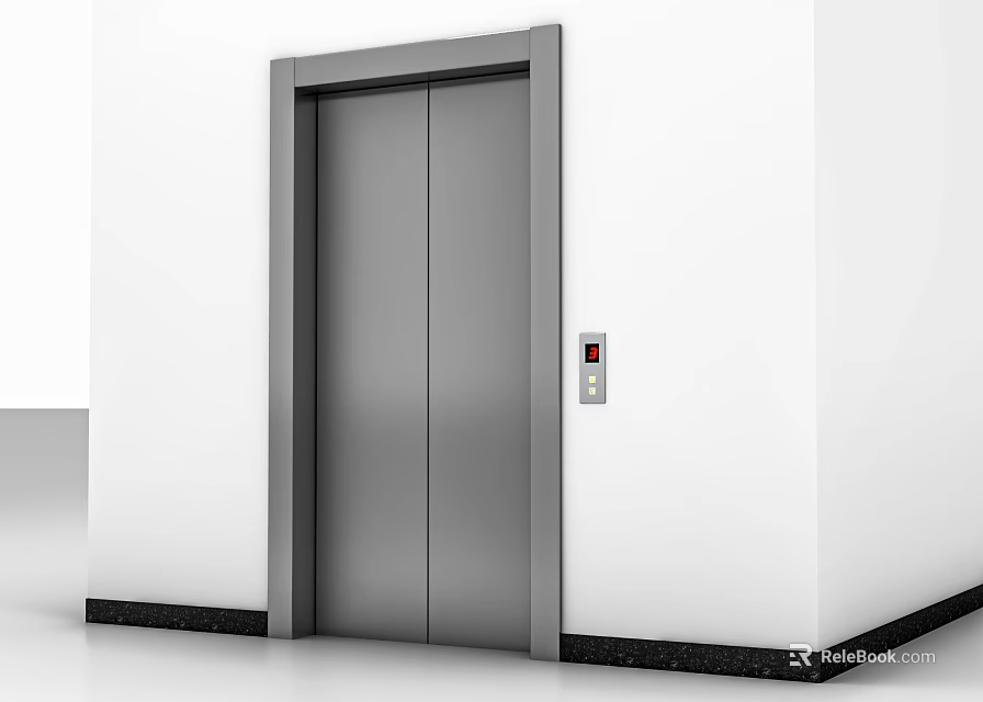 Modern Elevator Door Design With Metal Surface Control Panel And White Wall Mounting 3d model 