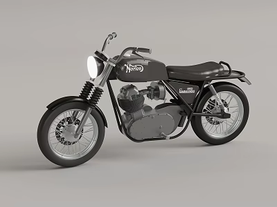 Black Vintage Scrambler Motorcycle With Classic Design Leather Seat And Chrome Accents 3d model