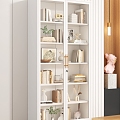 Nordic Style Wrought Iron Bookcase Glass Door Rack Storage Cabinet Modern Simple Floor Bookcase Living Room Storage Small Cabinet 3d model