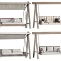 Different Styles Outdoor Swing Chairs With Wooden Frame Canopy And Cushioned Seats
