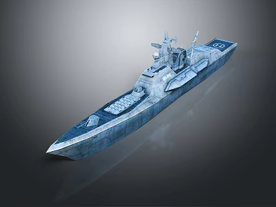 Advanced Warship Water Vehicle Featuring Modern Radar System And Metal Deck Structure 3d model