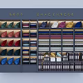 Quality Fabric Display Shelves With Various Colored Textiles And Craftsmanship Design 3d model