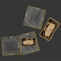 Worn Metal Boxes With Open And Closed Lids And Surface Text Details