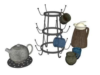 Modern Tea Set Tea Art Ornaments 3d model
