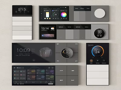 Smart Switch Panels With Digital Time Temperature Display And Modern Control Interface 3d model