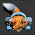 Cartoon Fox Character In Blue Hoodie Blue Pants And Blue Sneakers On Dark Background
