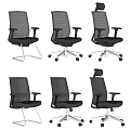 Office Chair Multiple Designs With Mesh Back Leather Seat Armrests And Different Bases 3d model