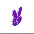 3D Designed Purple Peace Hand Gesture With White Outline And Gray Background