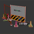 Orange Construction Site Safety Barriers With Safety First Sign And Traffic Cones