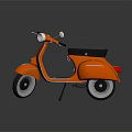 Classic Orange Scooter with Black Seat and Reflective Surface on Dark Background