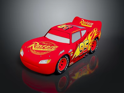 Red Race Car With Rust-eze Logo Number 95 And Flame Design 3d model