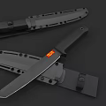 Tactical Black Knife With Sheath Sharp Blade And Ergonomic Handle Design 3d model