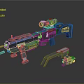 Futuristic Modern Tactical Sniper Rifle With Scope Support Stand And Components 3d model