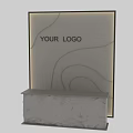Modern Shop Front Desk With Your Logo On White Background Wavy Line Design Textured Countertop