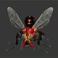 Game and Movie Character With Transparent Wings Head I Symbol Yellow Red Details