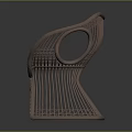 Modern Artistic Woven Chair In Light Pink With Curved Backrest And Unique Base
