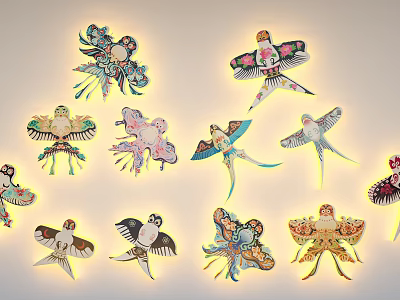 Colorful Animal Shaped Illuminated Decorative Ornament Set For Home Wall Decoration 3d model