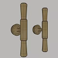 Two Sleek Modern Brass Cylindrical Handles Mounted on White Background