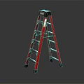 Red Step Ladder With Safety Platform And Anti Slip Feet Design