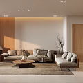 Log Guest Restaurant Original Wood Style Sofa Combination Dining Table TV Cabinet without Main Lamp 3d model